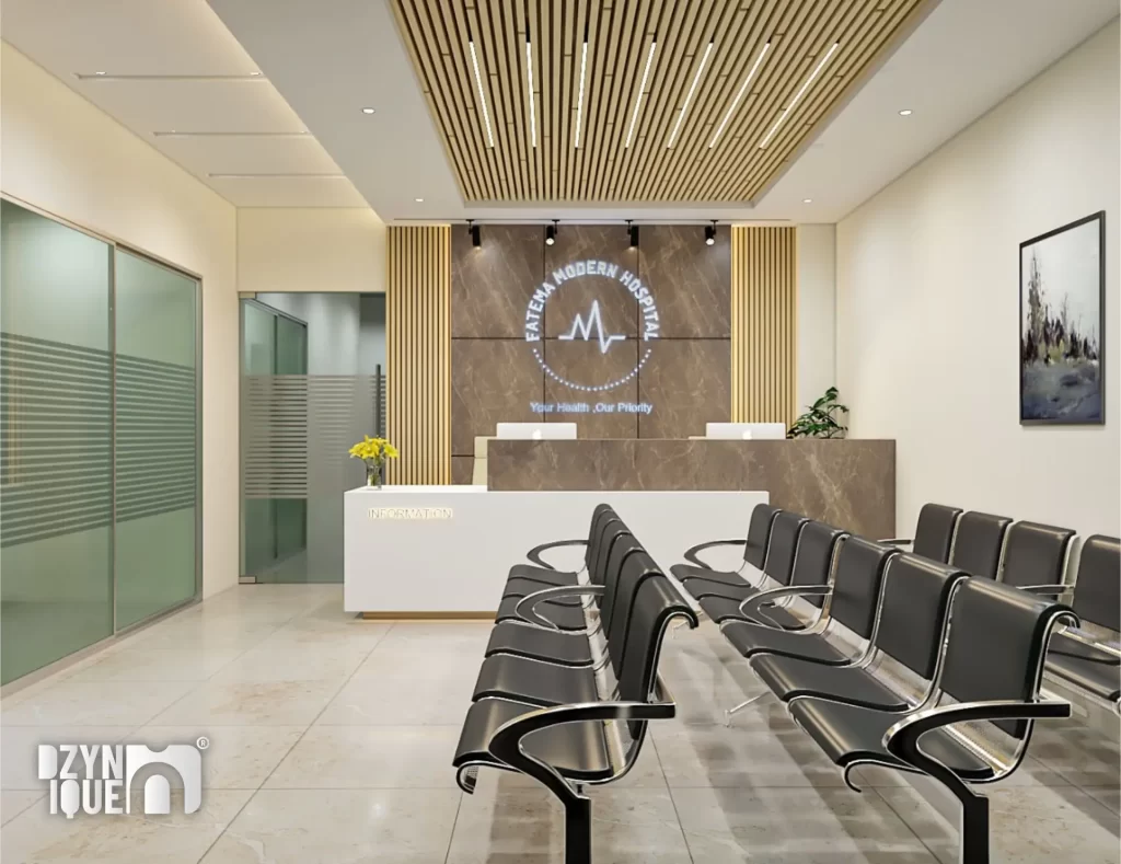 modern hospital reception design by Dzynique