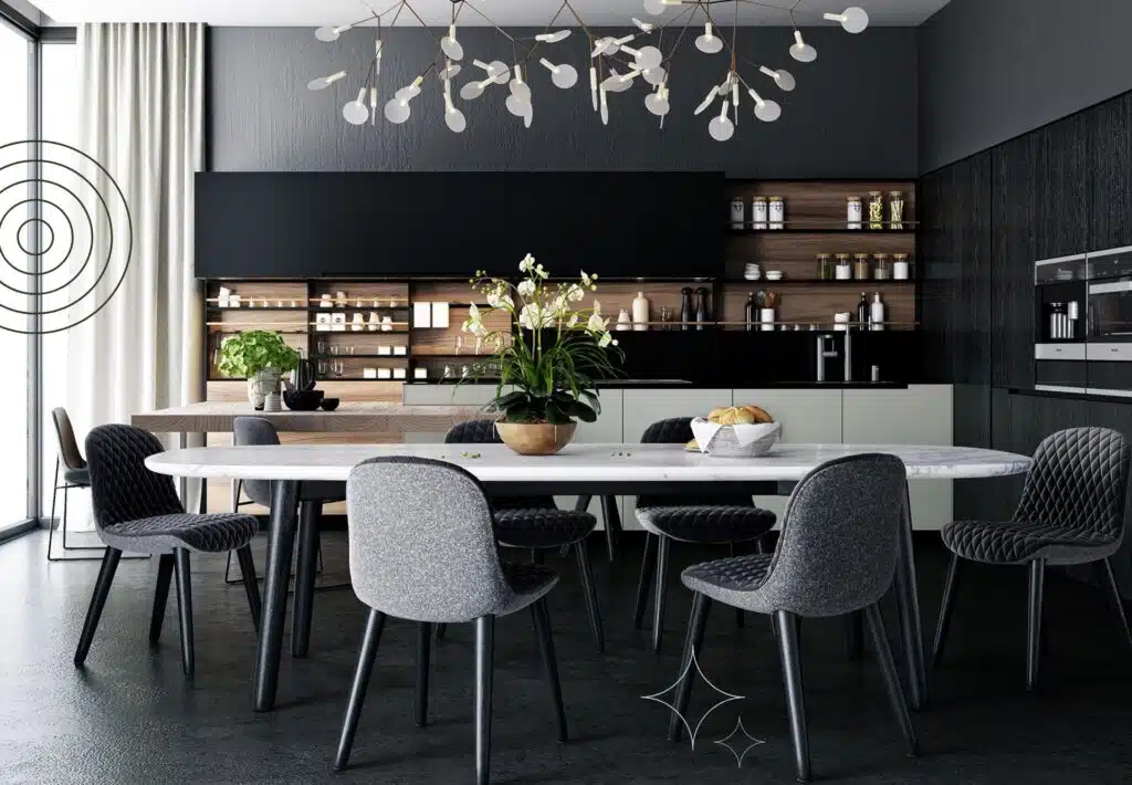 Black dining room